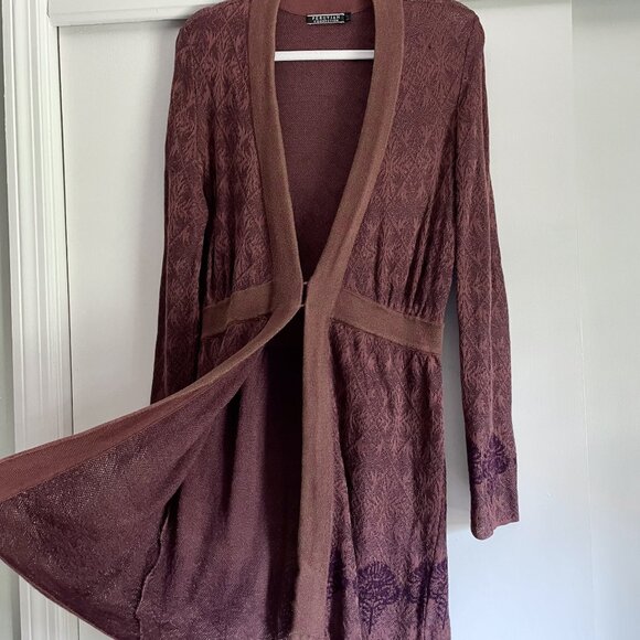 Peruvian Connection Sweaters - Peruvian Connection Pima Cotton Long Cardigan Sweater Size L Red Brown